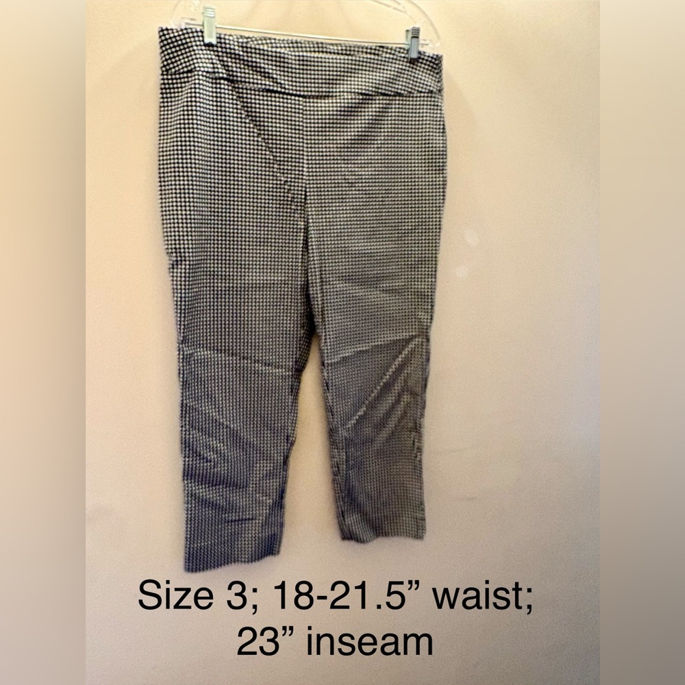 Chico’s So Slimming Black & White Gingham Check Crop Pants Sz 3